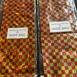 Mackenzie Childs Wine Bag Orchard Check